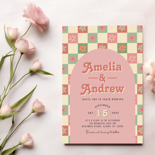 Bröllopinbjudan till Retro och Groovy Blommigt 197 Inbjudningar