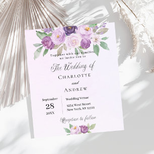 Bröllopinbjudan till Violetta blommor Flygblad