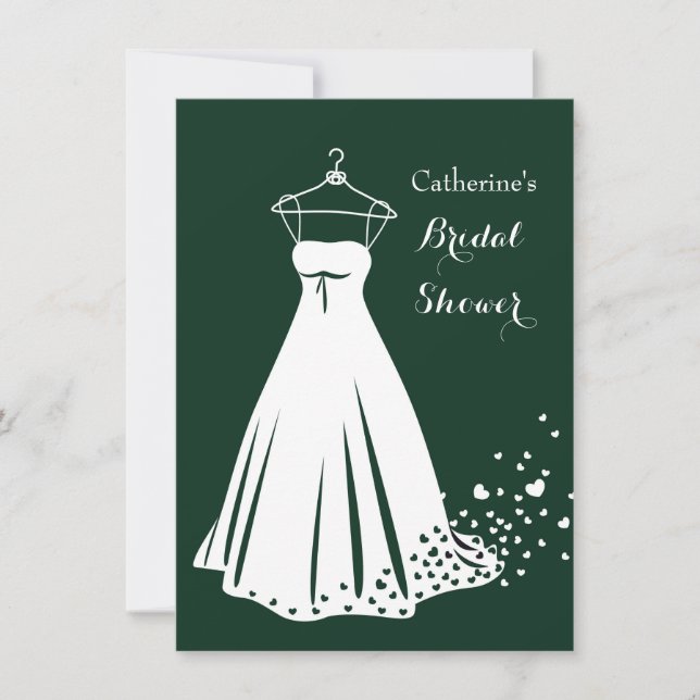 Bröllopkappa, hjärtor på grön möhippainbjudan inbjudningar (Framsida)