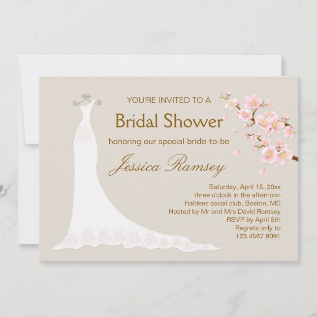 Bröllopkappa, körsbärsröd blommarmöhippa inbjudningar (Framsida)