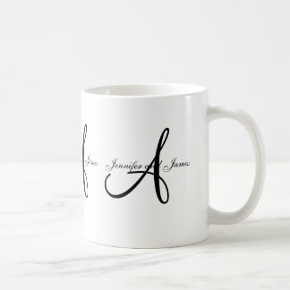 BröllopMonogram A & namn svärtar vitfavörmuggen Kaffemugg
