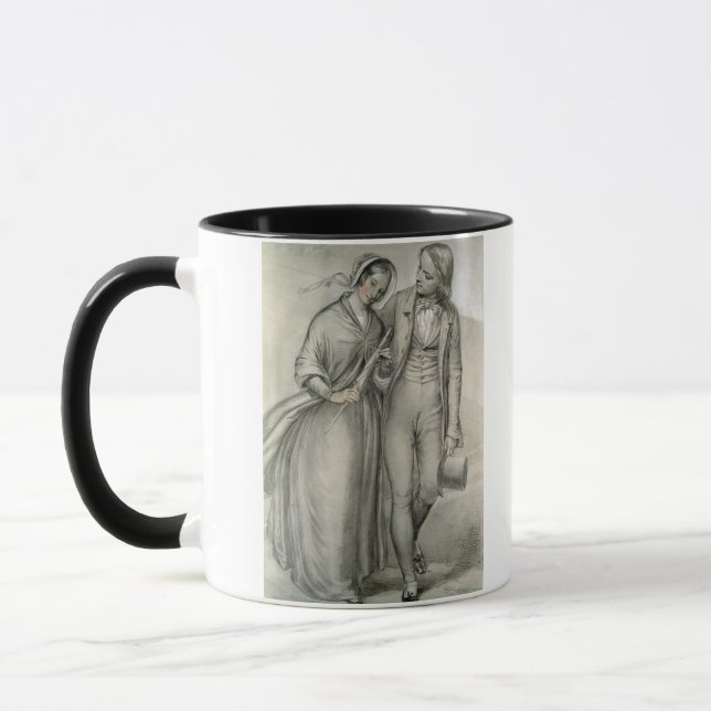 Bröllopmorgonen - avvikelsen, c.1846 mugg (Vänster)