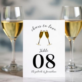Bröllopning för ost till Kärlek Champagne Glass Bordsnummer
