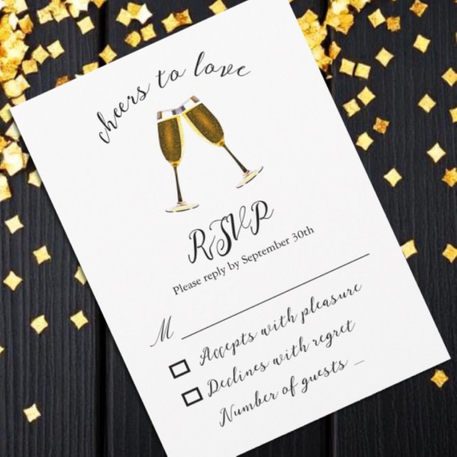 Bröllopning för ost till Kärlek Champagne Glass OSA Kort (Skapare uppladdad)