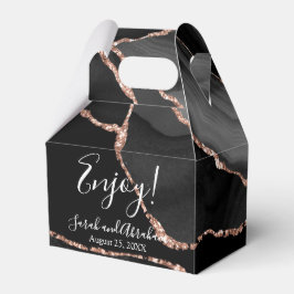 Bröllopor för svarta Agate Ro Guld Glitter Presentaskar