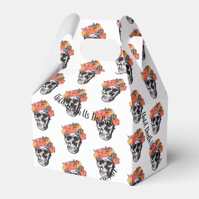 BrölloporFavour Box Skull Art tills döden oss gör  Presentaskar (Framsidan Sidan)