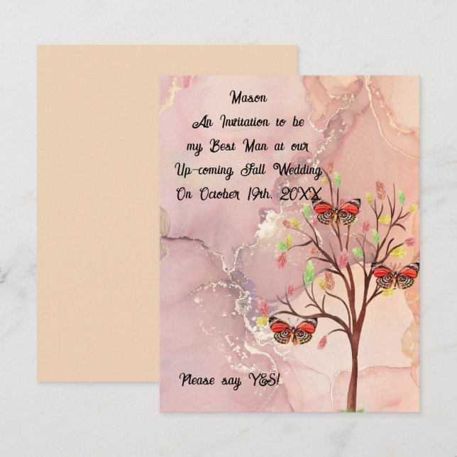 Brölloport för bästa man-begäran inbjudningar (Fram/baksida)