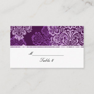Brölloport för lila Eggplant Damask Placeringskort