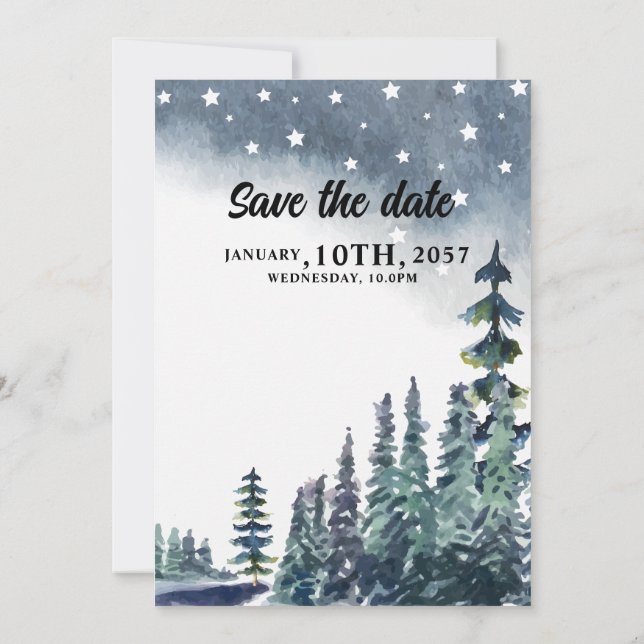 Brölloport med avund blå himmel gräs träd inbjudningar (Baksida)