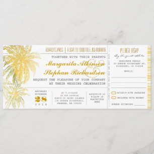 Brölloport med tropisk gult (biljett-boarding pass inbjudningar