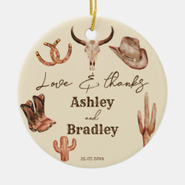 Brölloppresenter för ranchbröllopet i sydvästra la julgransprydnad keramik