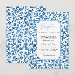Bröllopreception Chintz Blue White Blommigt Ditsy Tilläggskort