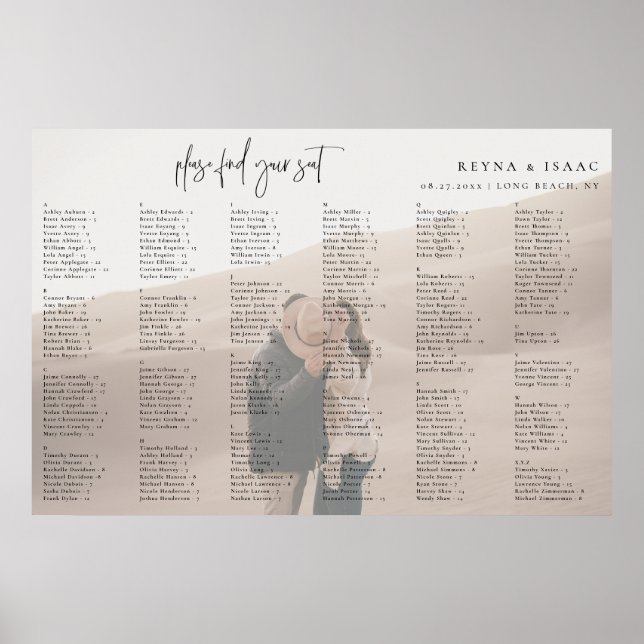 Bröllops Alfabetisk Placeringsplan Foto Poster (Framsidan)