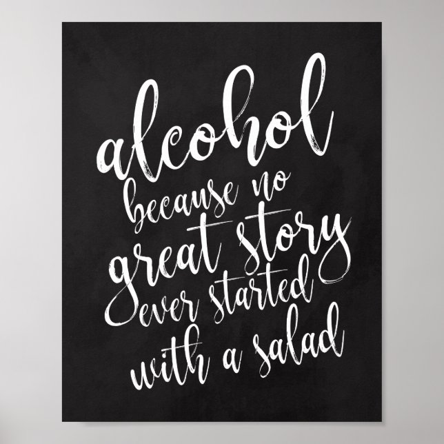 Bröllops Alkohol 8x10 Kritskylt Poster (Framsidan)