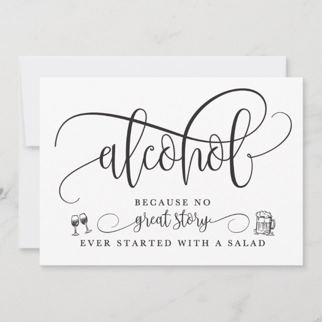 Bröllops Alkohol Bar Skylt Inbjudningar (Framsida)