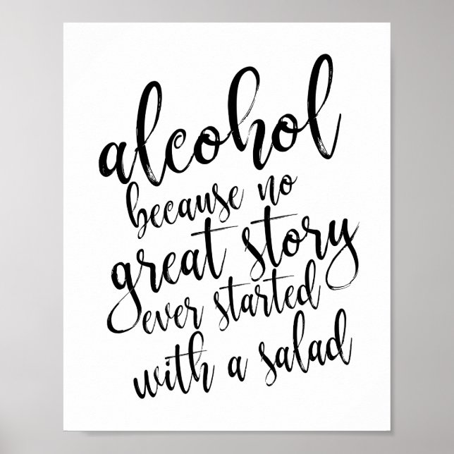 Bröllops Alkoholskylt Svart och Vit 8x10 Poster (Framsidan)