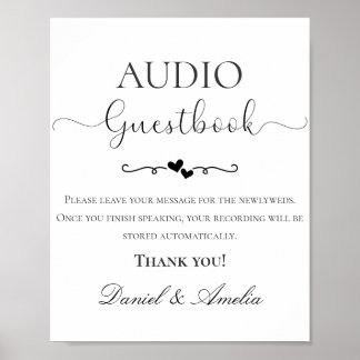 Bröllops Audio Gästbokskylt, Audio Gästbokskylt Poster