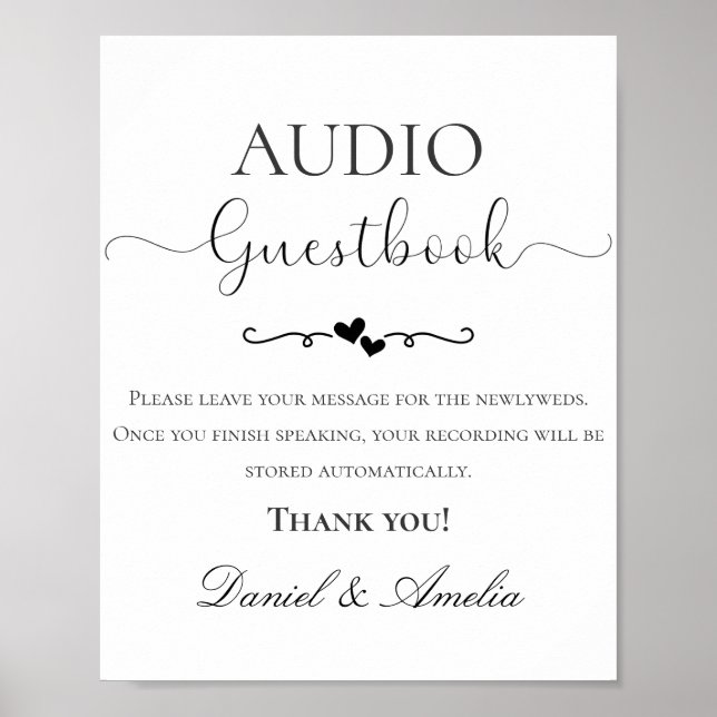 Bröllops Audio Gästbokskylt, Audio Gästbokskylt Poster (Framsidan)