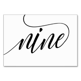Bröllops Bordnummer - Lyxig Typografi (Svart) 9 Bordsnummer
