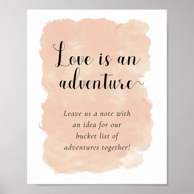 Bröllops Bucket List Idéer i Rosa Akvarell Poster (Framsidan)