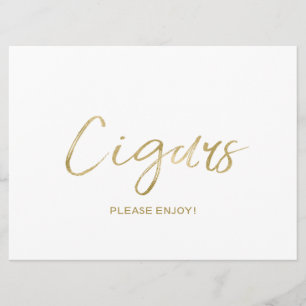 Bröllops "Cigarrer" Skylt Stilig Guld färgad Inbjudningar