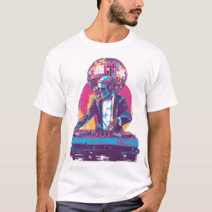 Bröllops-DJ Skalle � Rollig Formell Fest Skelett T Shirt