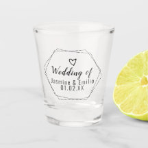 Bröllops Geometriskt Logo Par Namn Shotglas