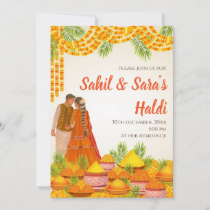 Bröllops Haldi-inbjudningar Digitala Pithi-inbjudn Inbjudningar