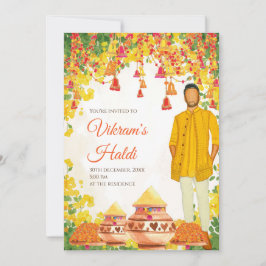 Bröllops Haldi-inbjudningar och indiska bröllopsko Inbjudningar