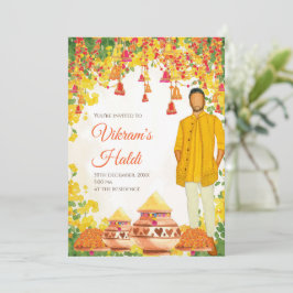 Bröllops Haldi-inbjudningar och indiska bröllopsko Inbjudningar