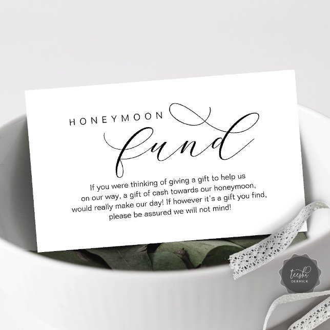 Bröllops Honeymoon Fond, Önskning, Modern minimali Tilläggskort (Wedding Honeymoon Fund, Wish, Modern minimal Enclosure Card, Gift, Cash)