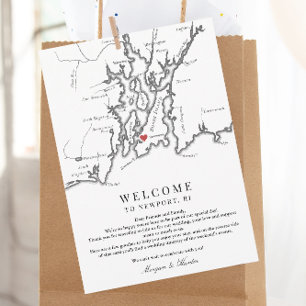Bröllops Itinerary för Newport RI välkomsthelg Tack Kort