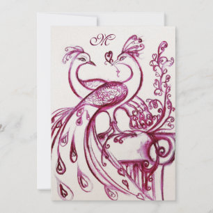 BRöllops kärlek Fåglar MONOGRAM Röda Rosa Vita Pär Meddelande