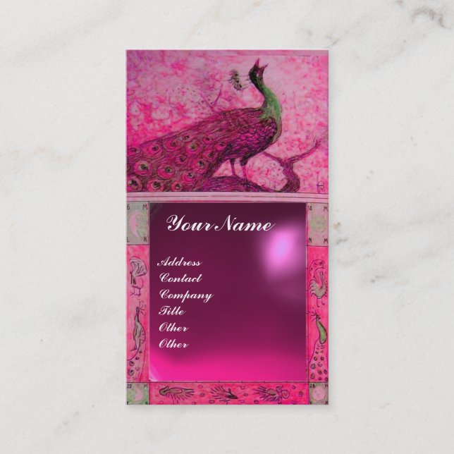 BRöllops KÄRlek påfågel MONOGRAM rosa lila ametist Visitkort (Framsida)