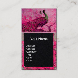 BRöllops KÄRlek Påfågel MONOGRAM Rosa Svart Papper Visitkort