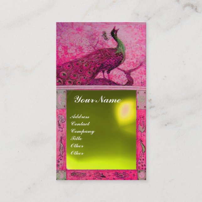 BRöllops KÄRlek PAON MONOGRAM rosa gul topas Visitkort (Framsida)