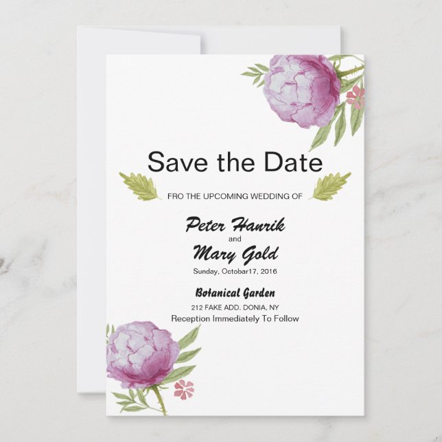 Bröllops korthåll datum förhandsanmälan inbjudningar (Framsida)