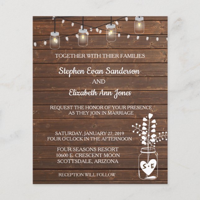 Bröllops lada murbrukskrukka klassiska trä rustika (Framsida)