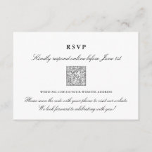 Bröllops online RSVP-kort Elegant QR-kod kort