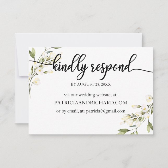 Bröllops online RSVP kräm vit blommig OSA Kort (Framsida)