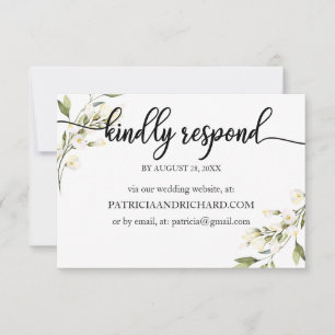 Bröllops online RSVP kräm vit blommig OSA Kort
