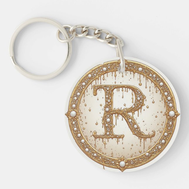 Bröllops Pärlmonogram R Initial Presentidé (Framsidan)