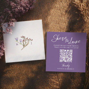 Bröllops QR foto dela höst vildblomma monogram Tilläggskort