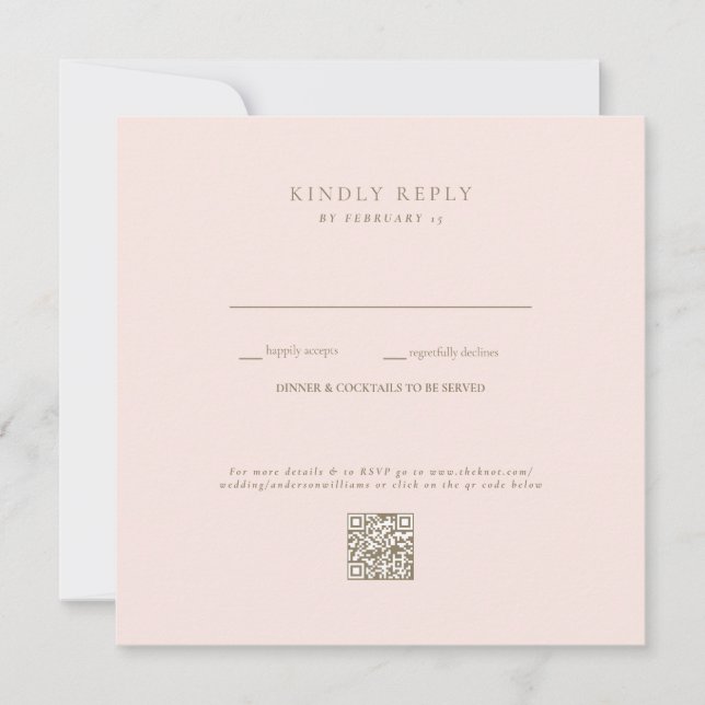 Bröllops-QR-kod för RSVP i rosé (Framsida)