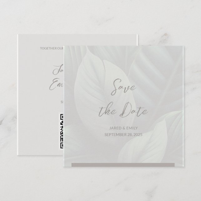 Bröllops QR-kod Spara datumet Inbjudan (Fram/baksida)