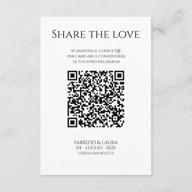Bröllops QR-kodkort - Dela kärleken Tack Kort (Framsida)