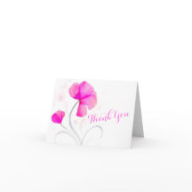 Bröllops rosa blomma akvarell tackkort