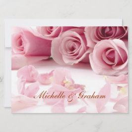 Bröllops Rosa Blommor Populär Elegant Inbjudan