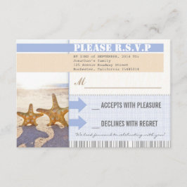 bröllops-rsvp-biljetter med sjöstjärna på strand OSA kort