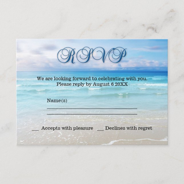 Bröllops-RSVP-inbjudan på strand OSA Kort (Framsida)